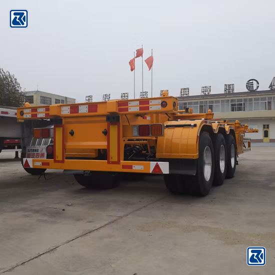 Patec Brand Container Chassis Trailer 40FT 3 Axles Skeleton Trailer 40tons 50tons Skeleton Container Semi Trailer for Transporting Containers